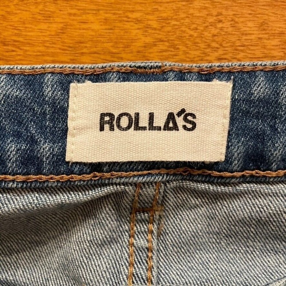 Rolla's Miller High Rise Slim Jeans Ripped Knees Distressed Light Wash - Picture 4 of 10